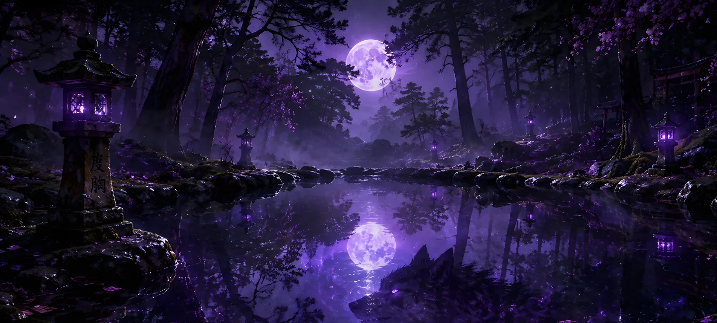 The moon over the still lake